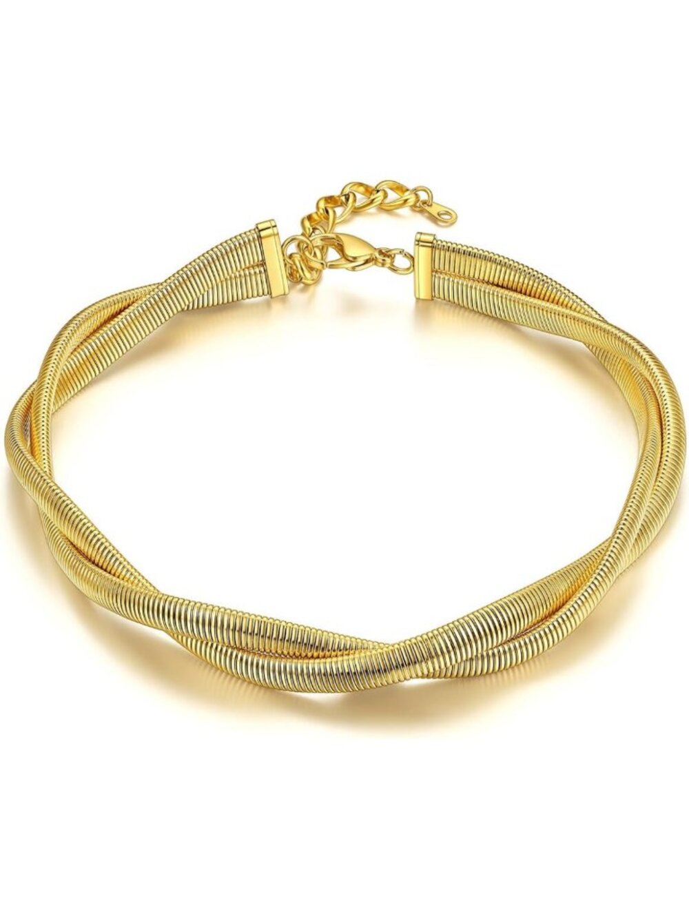 Chunky Chain Choker Necklace for Women - Stainless Steel Snake Link Design